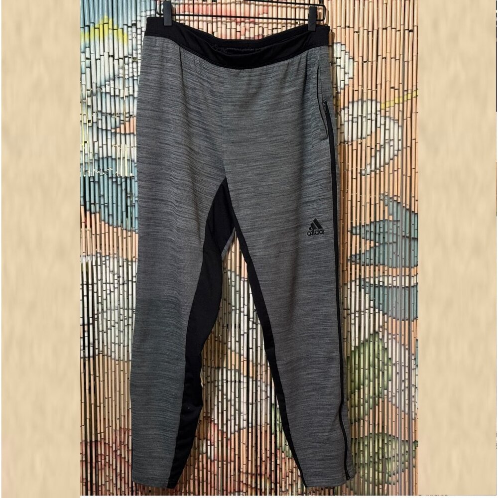 Adidas Drawstring Track Warm-Up Pants, Space Dye Grey/Black, Teen's Large